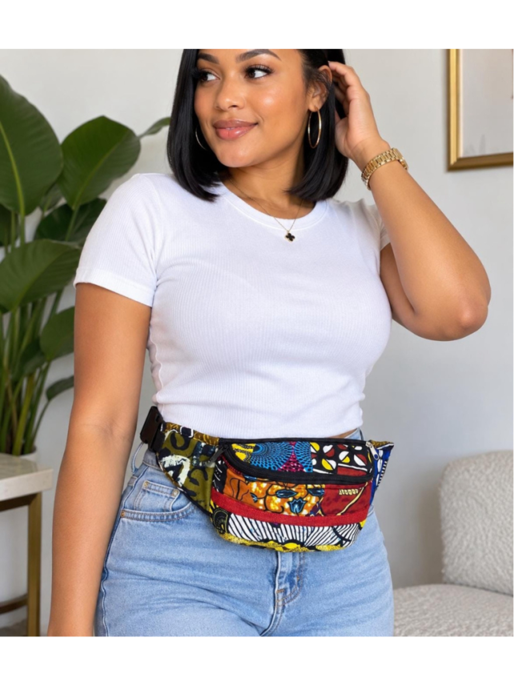 Handmade Ankara Fanny Pack, African Wax Print Crossbody Belt Bag